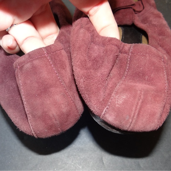 MARNI Burgundy Suede Bow Accent Pointed Toe Ballerina Ballet Flats Size 37 / 7 - Picture 5 of 7